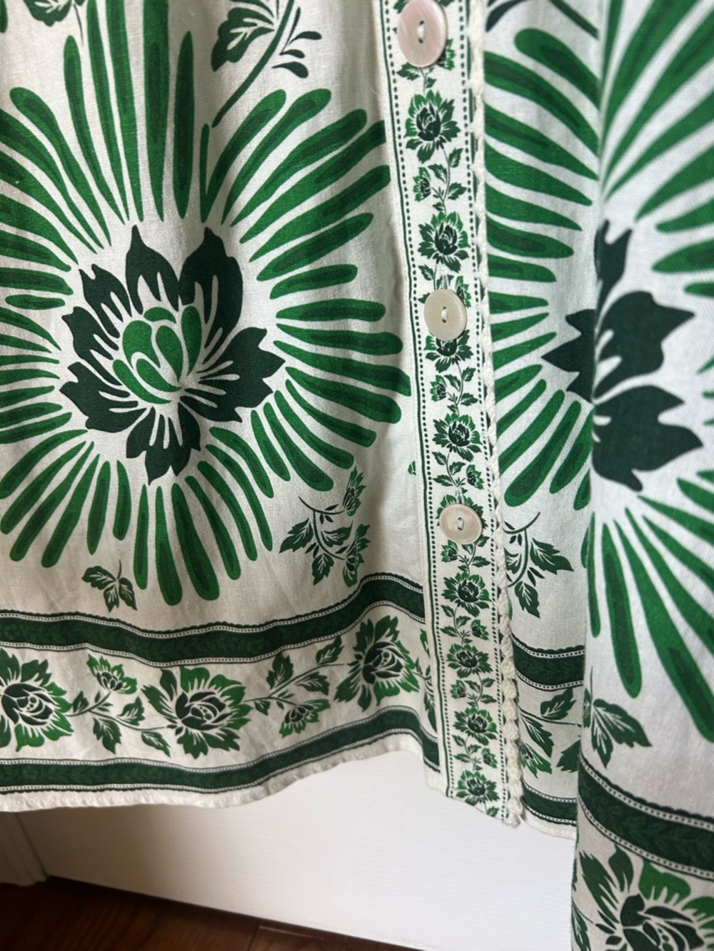 NWOT Christian Lacroix White Maxi Dress with Green Floral Print - Picture 6 of 15